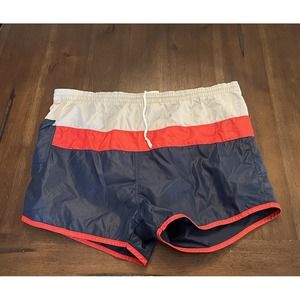 VINTAGE MTA Pro Shorts Men  XL Blue Red Swim Trunks Suit‎ Nylon Sports 90s 80's